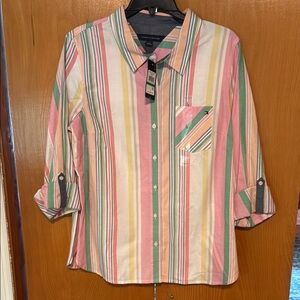 Tommy Hilfiger Heritage Colorful Striped Button-Up Shirt Sz L New!